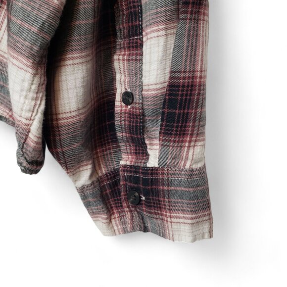 Abercrombie & Fitch Oversized Crop Flannel Shirt Women's Soft Work Pockets XL - Picture 8 of 8
